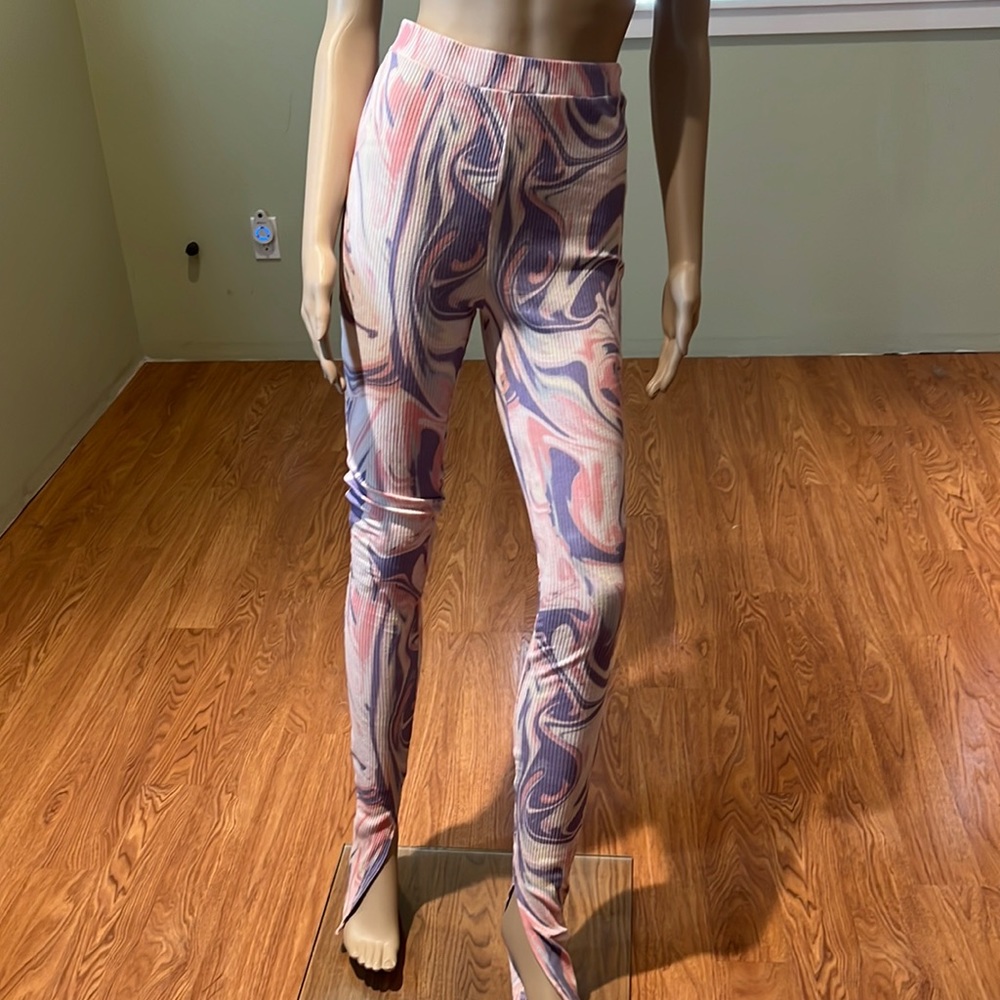 Akira Tie-dye Legging In Ribbed Cotton With Vent At Bottom Size M